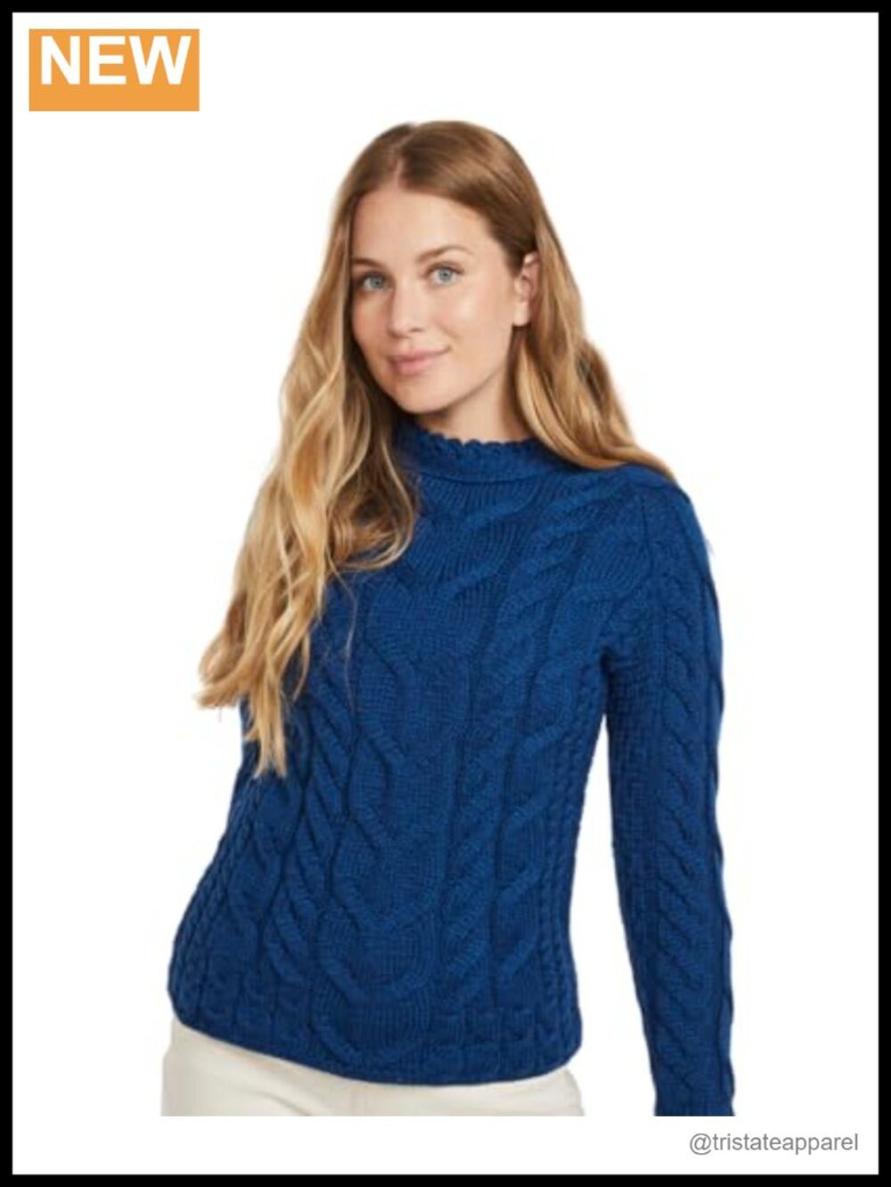 Irish Merino Wool Aran Cable Knit Sweater Women's Chunky Pullover